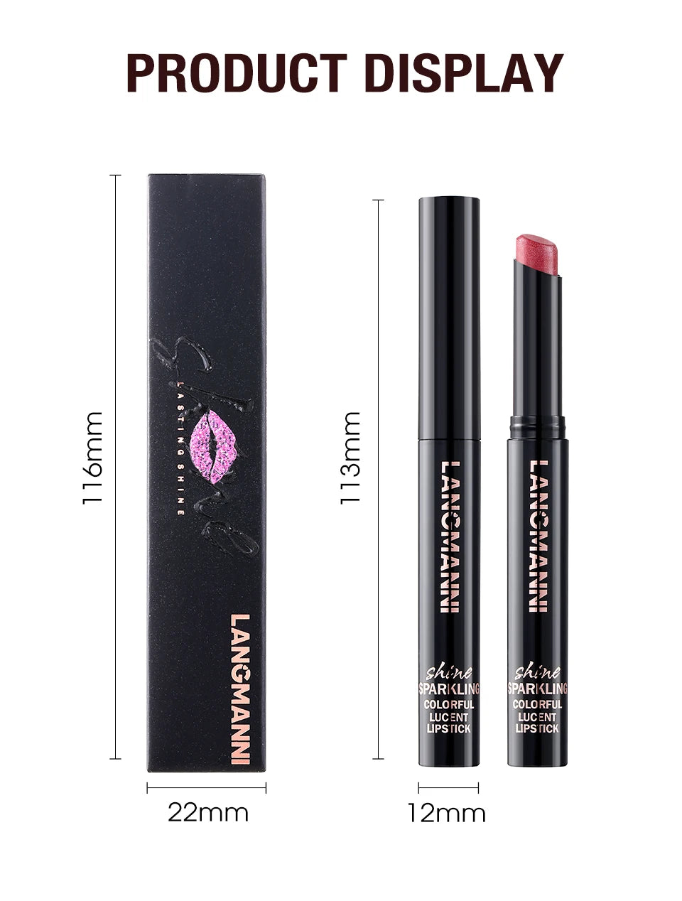 Diamond Pearlescent Lipstick Waterproof Long Lasting Non-stick Cup Matte Velvet Shiny Lipsticks Red Sexy Lips Makeup Cosmetics