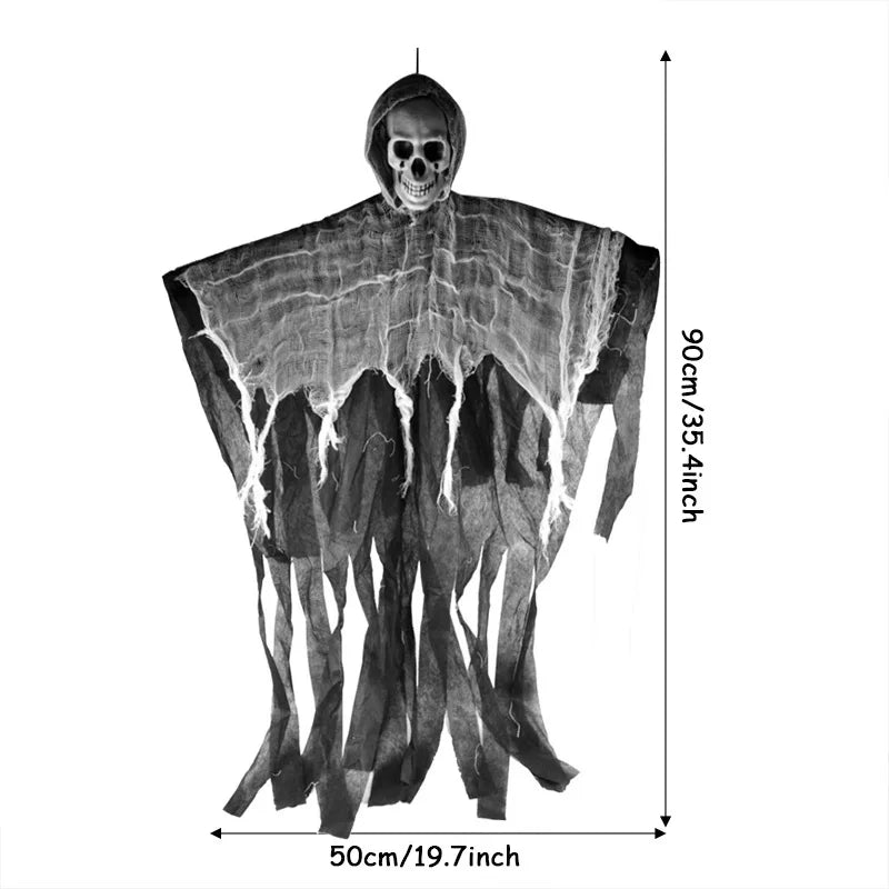 1Set Halloween Decorative Hanging Ghost Skull Skeleton Gauze Haunted Home Party Horror Props Hanger House Yard Party Hanging