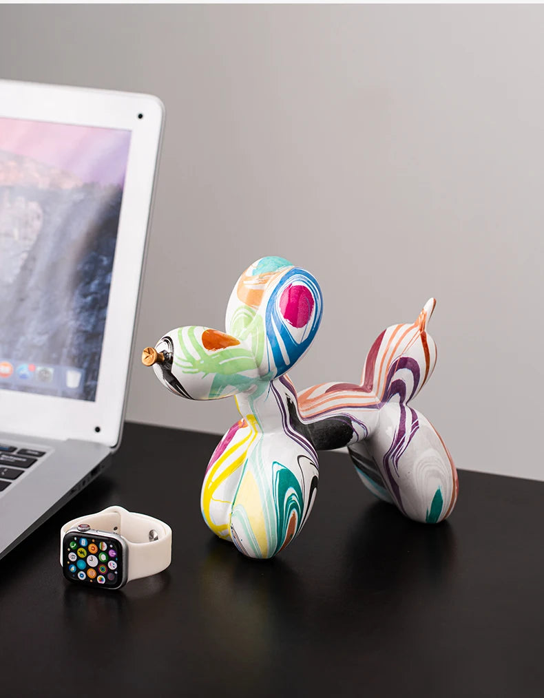 Art Graffiti Colorful Balloons Dog Sculpture Resin Statue Nordic Living Room Desk Ornament Figurines kids Gift Home Decoration