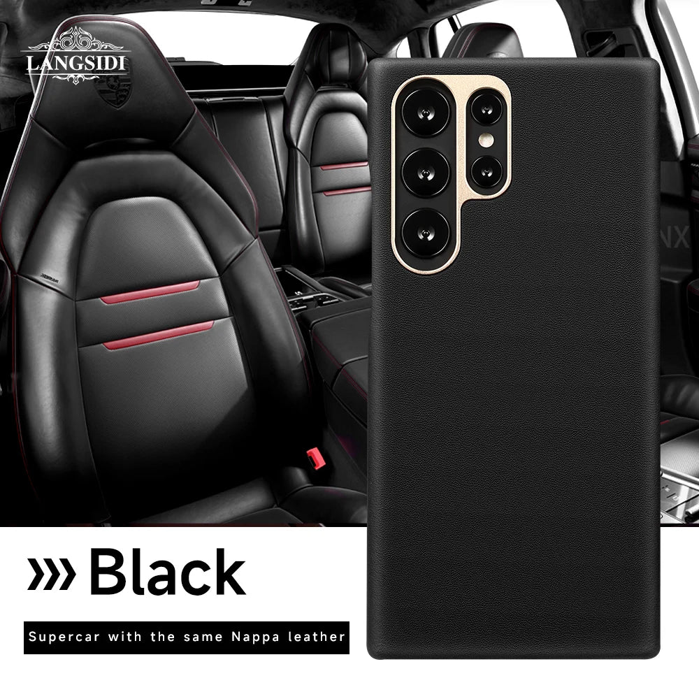 LANGSIDI Luxury Nappa Leather Magnetic Phone Case for Samsung s24 ultra Galaxy s23 ultra s24 plus for Magsafe fundas Back Cover
