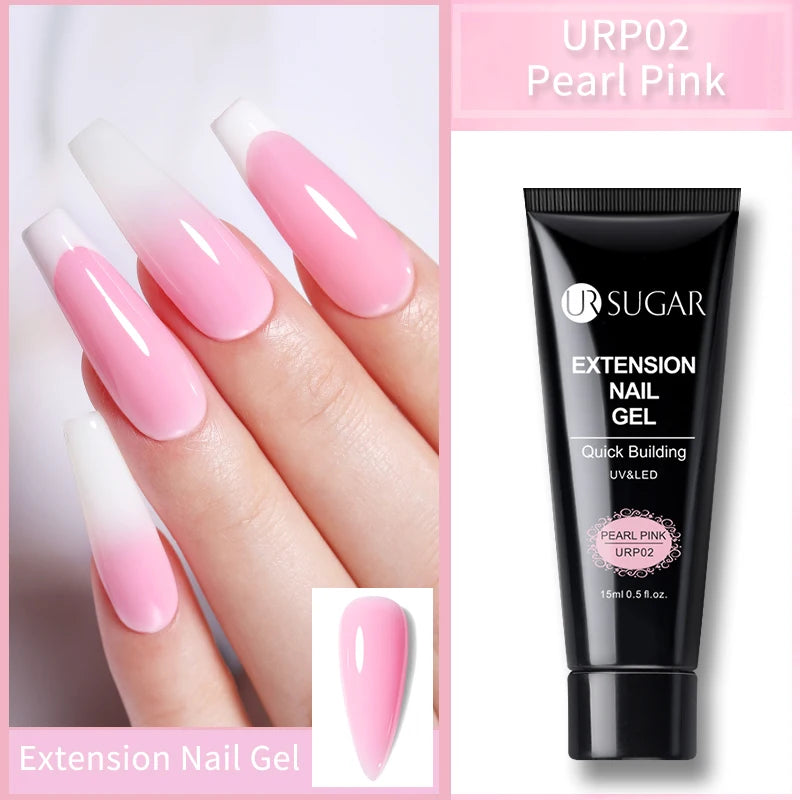 UR SUGAR 15ml Extension Gel Nail Polish Bright Nude White Clear Semi Permanent UV Hard Gel Nails Finger Prolong Gel Varnish Set