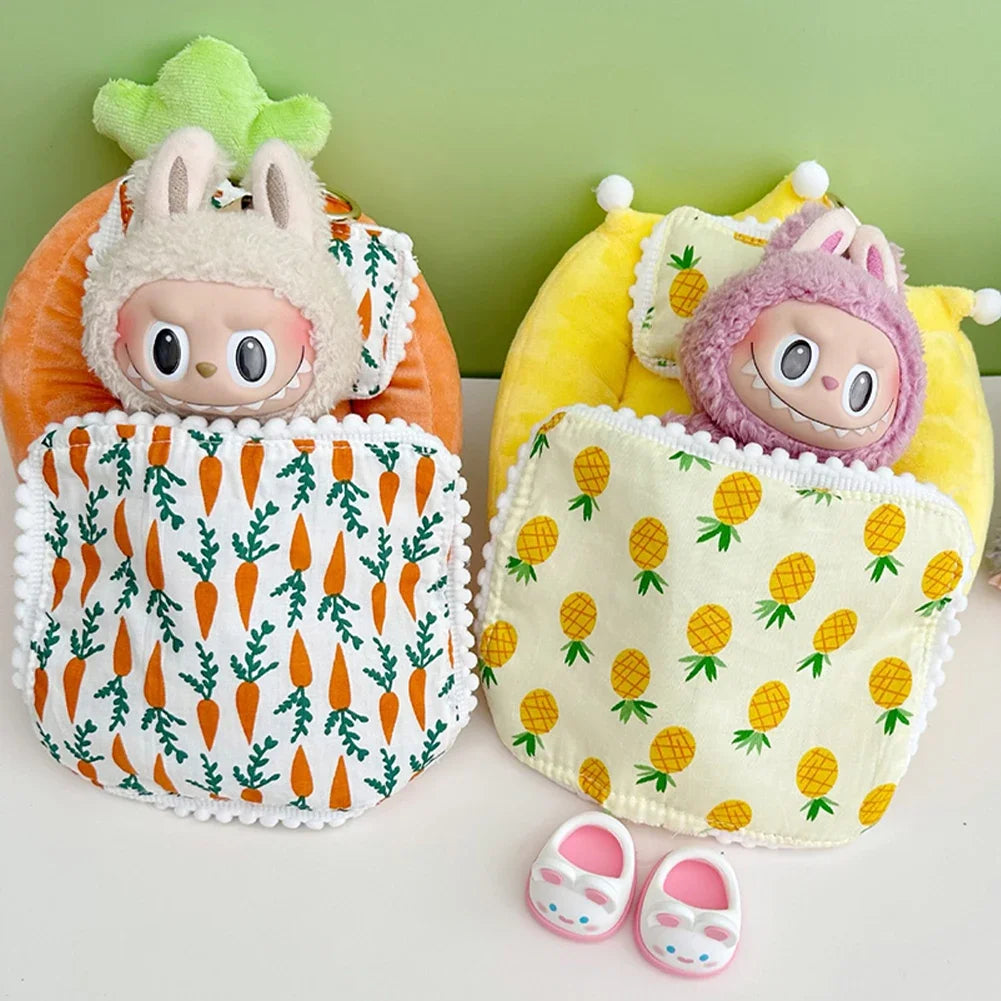 Doll Bed Sleeping Bag For 17cm Ropa Labubu Plush Toy & Accessories Cute Set Home Warmth Girl Gift