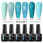 MEET ACROSS 6Pcs Gel Nail Polish Set Pink Red Green Macaron Color Manicure Kit For Nails UV Gel Nail Art Varnish Nail Supplies