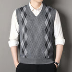 Cardigan Sweater Vests Men Autumn Winter Fleece Knitted Waistcoat Argyle Plaid Smart Causal Fashion Knit Sleeveless Sweater Vest