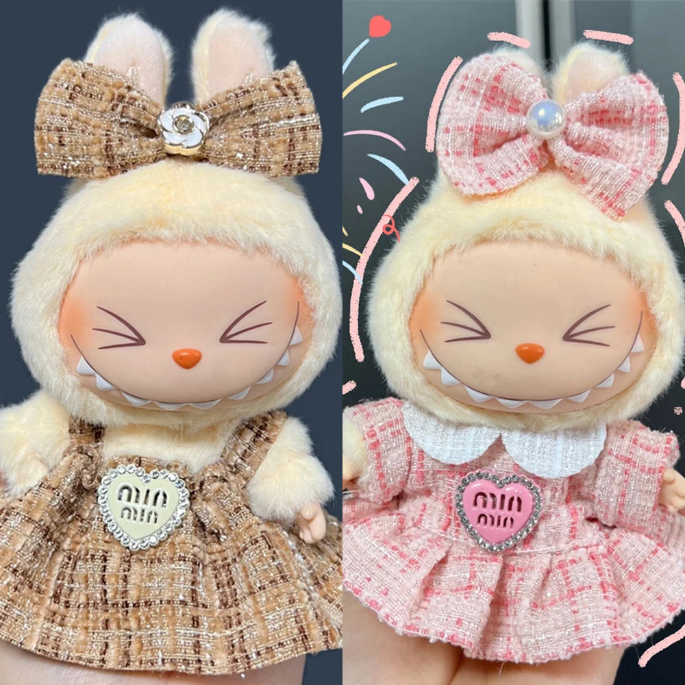 Sweet Princess Style Doll's Cloth for Labubu 17cm The Monster Outfit Accessories Clothing DIY Kids Gift High-quality Dress Cloak