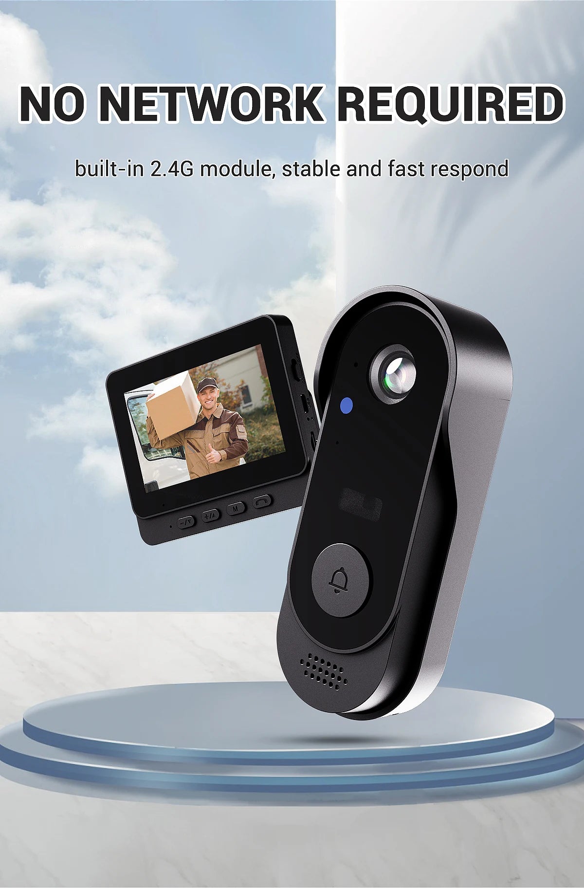 Smart Video Doorbell Outdoor Waterproof Intercom Doorbell Infrared Night Vision Audio Real-Time Monitoring Security Camera