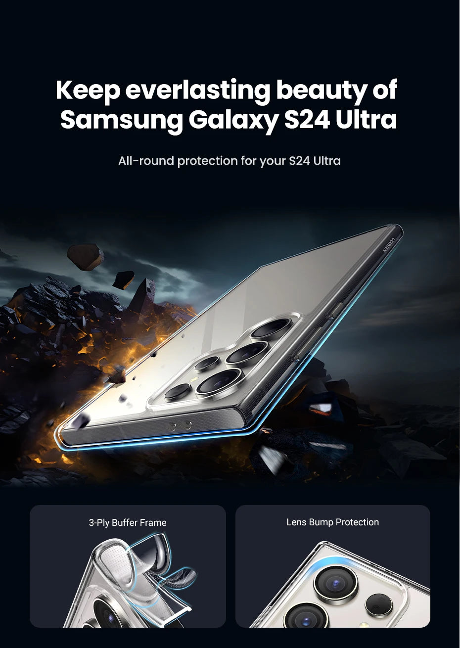 UGREEN Clear Case For Samsung Galaxy S25 Ultra Shockproof Transparent Case Cover Protective TPU for Samsung S24 Ultra Case