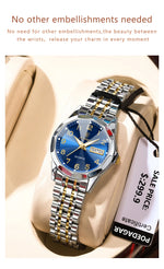 POEDAGAR Fashion Ladies Watch Waterproof Luminous Date Week Watch for Woman High Quality Stainless Steel Women's Quartz Watches