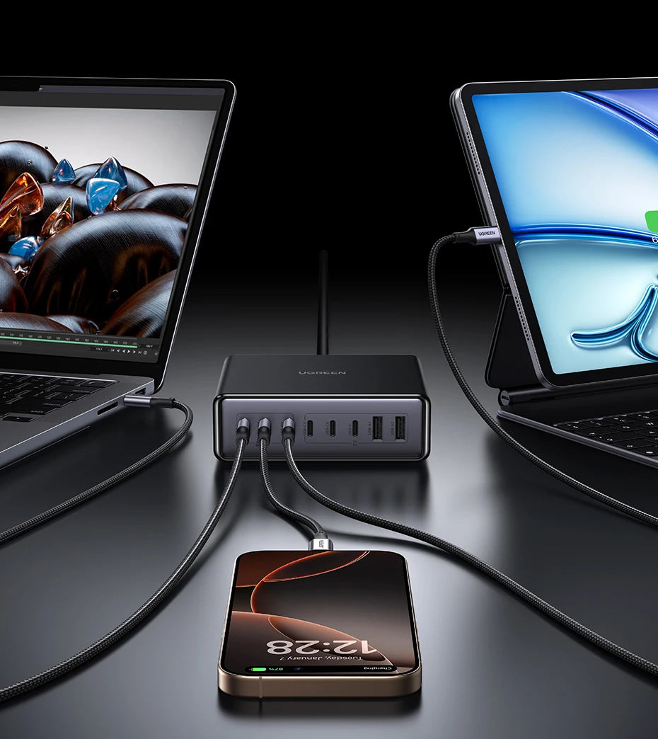 【Korean Plug】UGREEN 200W GaN Charger 8 in 1 Desktop Charging Station For Macbook Laptop iPhone 17 16 Pro Xiaomi Samsung Tablet