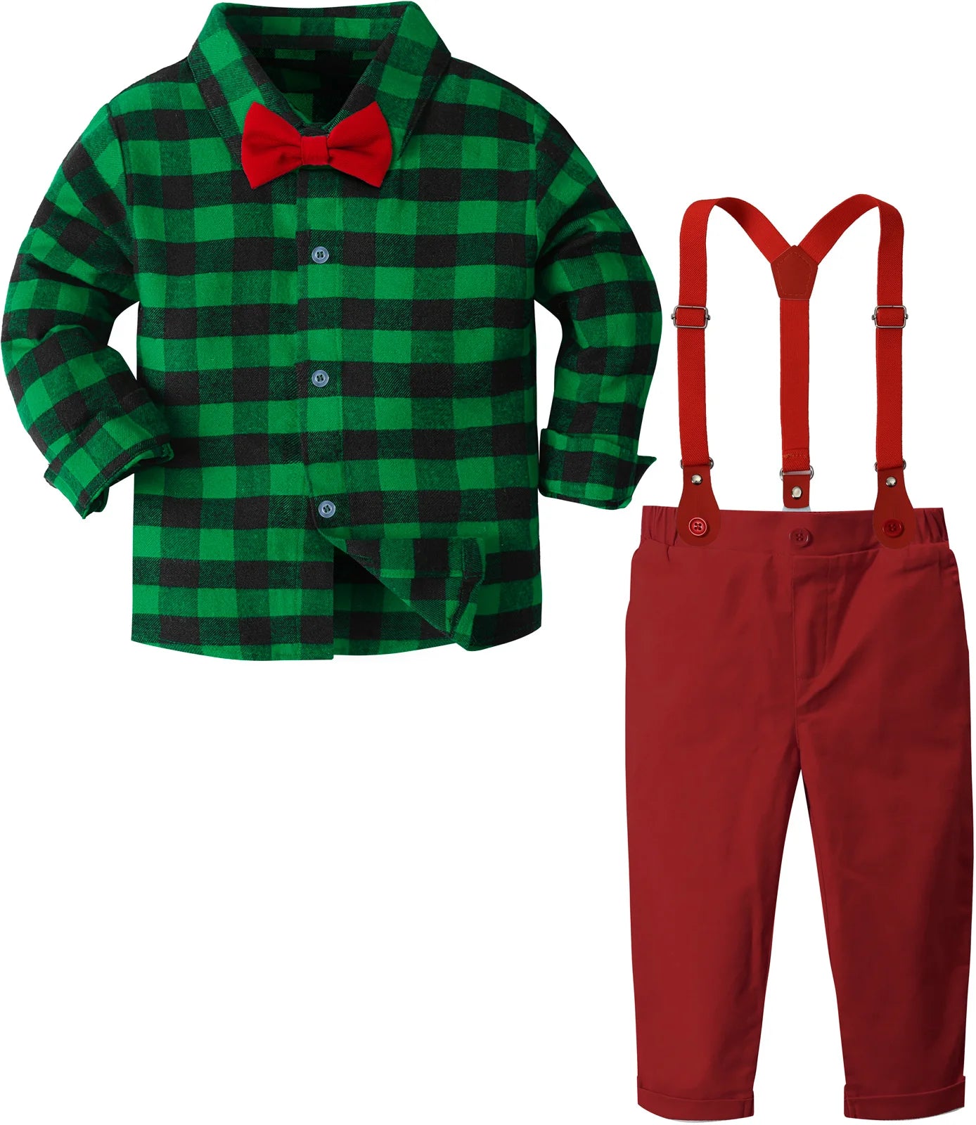 Baby Christmas Outfit Boy Kids Gentleman Formal Suit Toddler Suspenders Clothing Set Infant Party Dress Shirt