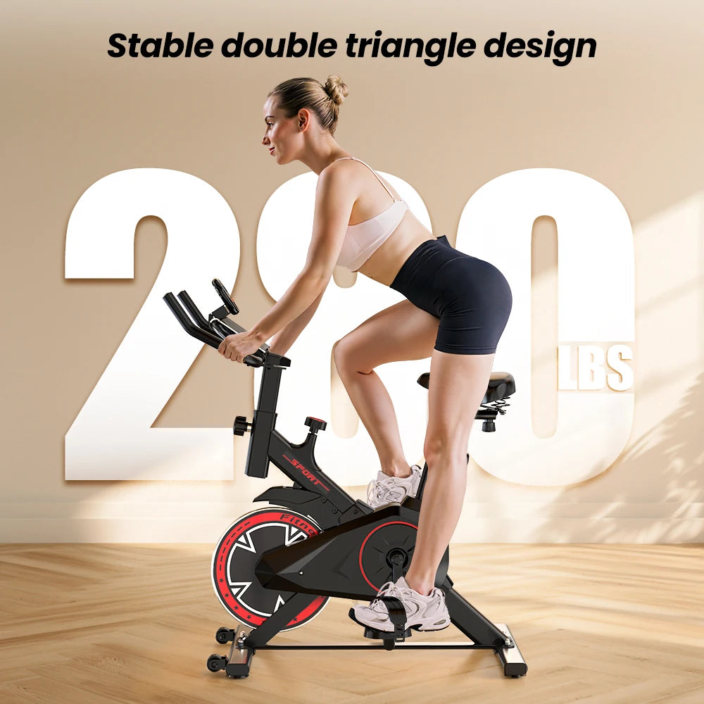 Indoor Exercise Bike 4kg Flywheel Quiet Belt Drive Spin Bike with Adjustable Resistance & LCD Display for Home Cardio Training