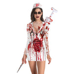 Women's Halloween Costume Dress Cosplay Nurse Costume Uniform Party Sexy Tight Skirt Dress For Female Skeleton Party Carnival