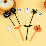 20/50Pcs Halloween Toothpicks DIY Cupcake Topper Pumpkin Ghost Dessert Fruit Picks Sticks Halloween Party Decoration Supplies