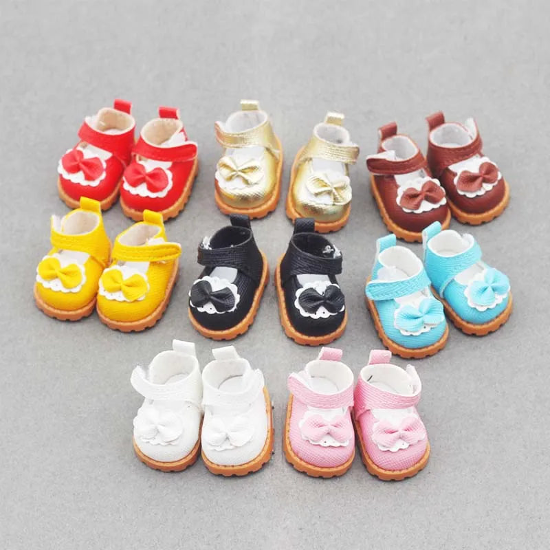 1 pair Multi Colours Labubu Doll Shoes Labubu Bow Shoes for 17cm Labubu Accessories Doll Finger Shoes Doll Leather Shoes
