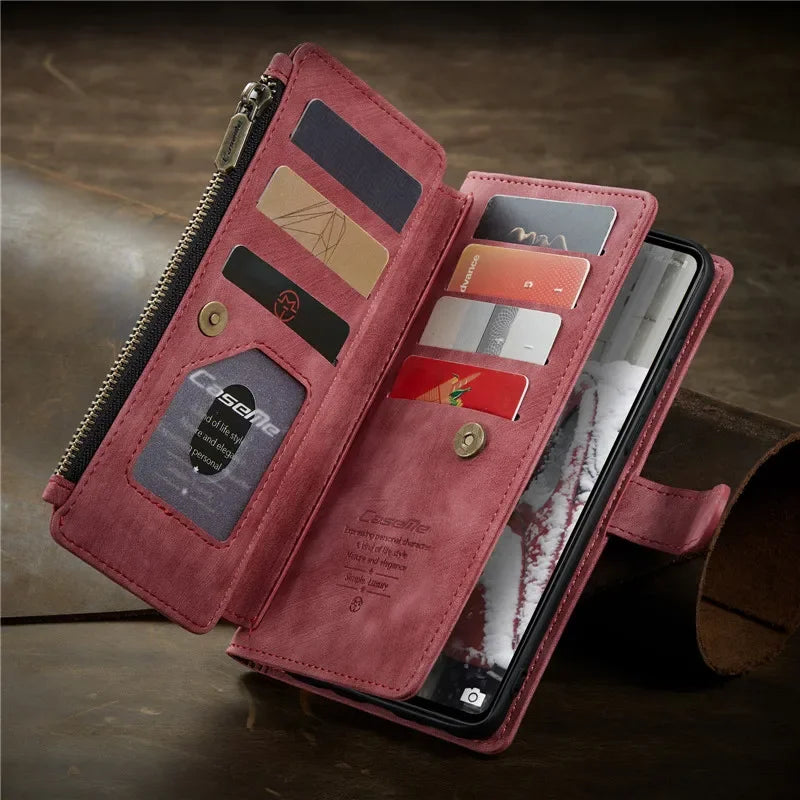 Business Flip Leather Case For Samsung Galaxy A56 A36 A16 A55 A35 A25 A15 A54 A34 A14 A53 A33 A13 A52 Zipper Wallet Card Cover