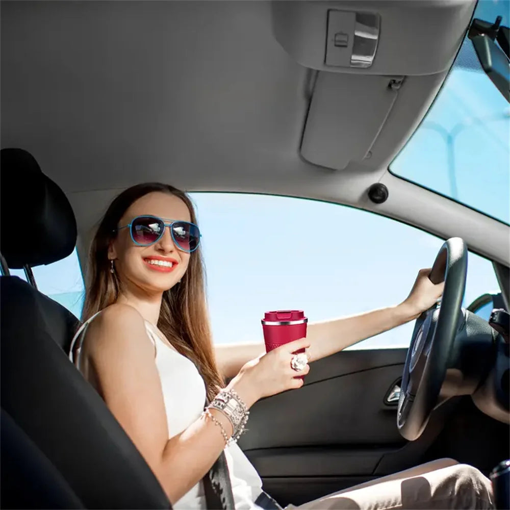 Stainless Steel Insulated Cup 12.85/17.25oz Double-layer Leak-Proof Travel Mug For Outdoor Sports Car Use Portable Vacuum Bottle