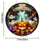 2D Retro Halloween Pumpkin Circular Wooden Sign, Suitable for Home, Caf É, Bar, Porch, Yard, Party, Holiday Decoration, Gifts