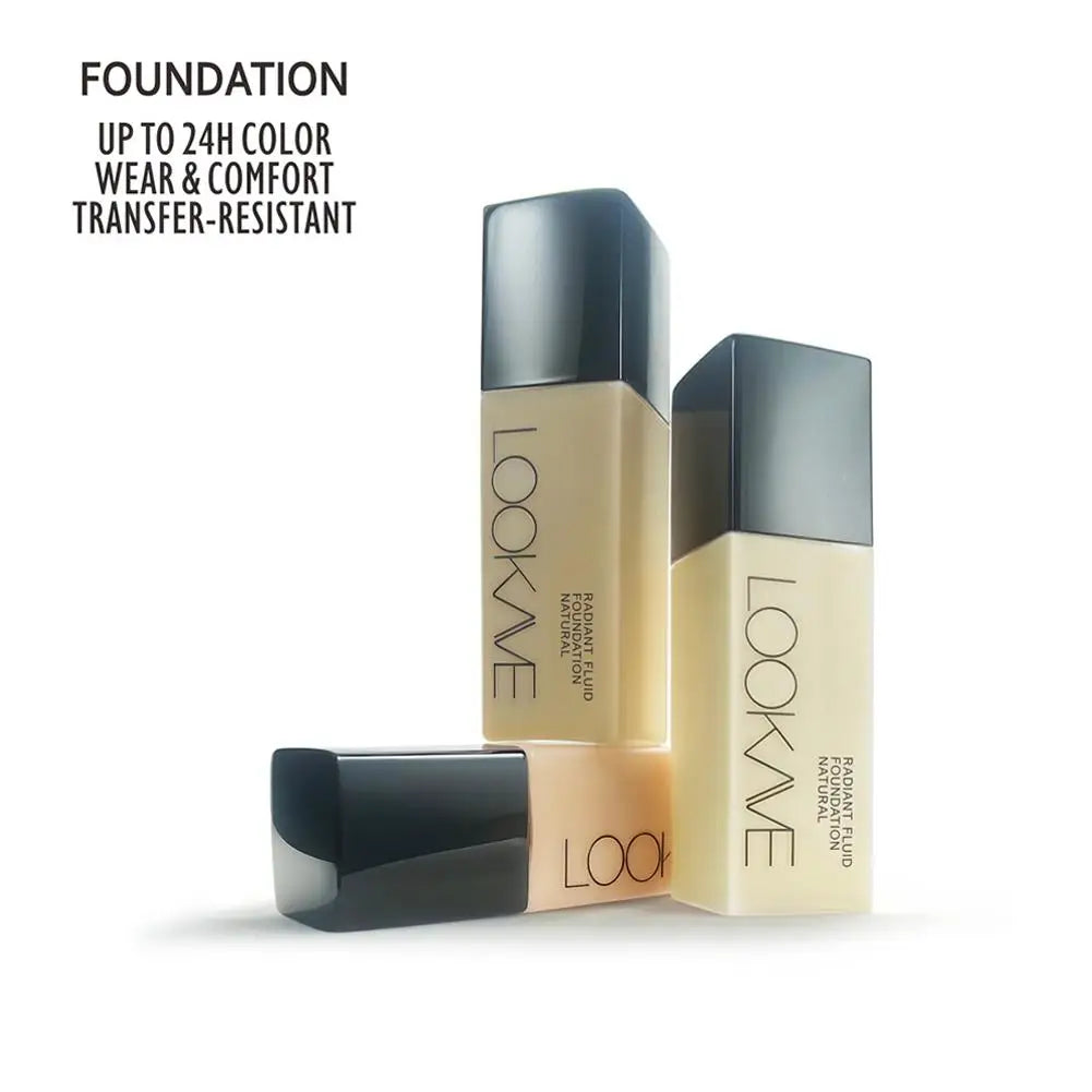 LOOKAVE Liquid Foundation Long Lasting Full Coverage Matte Cream CC Foundation Makeup Concealer Natural Liquid Base Moisturizing