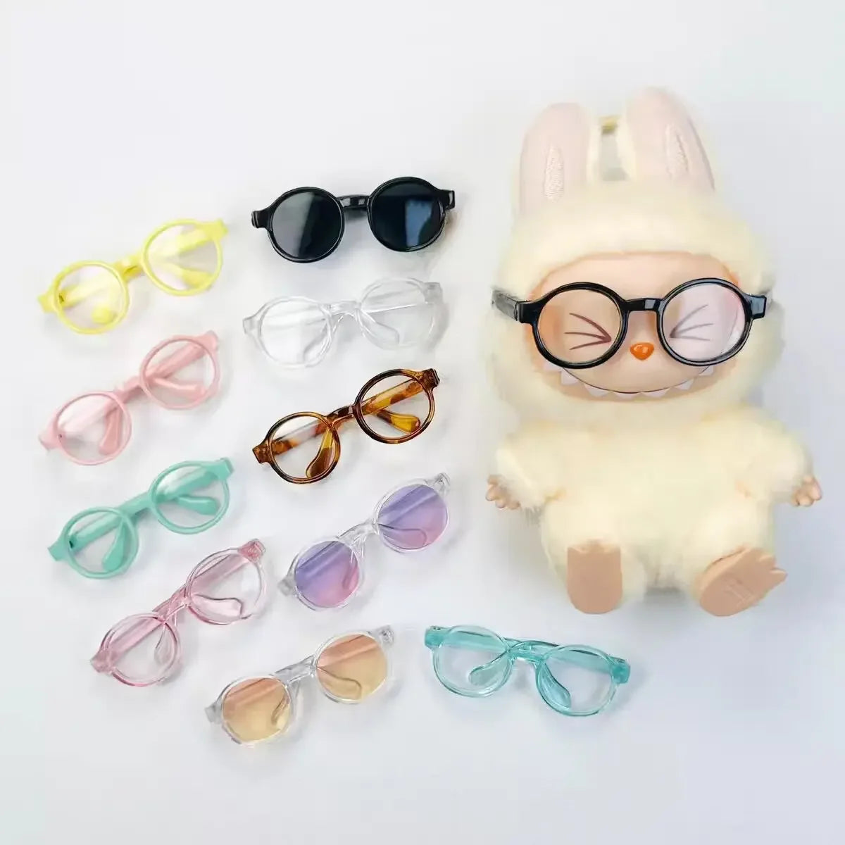 1PC 6.5cm Transparent Plastic Glasses for 1/8 1/6 1/3 1/4 BJD for Labubu MSD SD Plush for EXO Doll Sunglasses