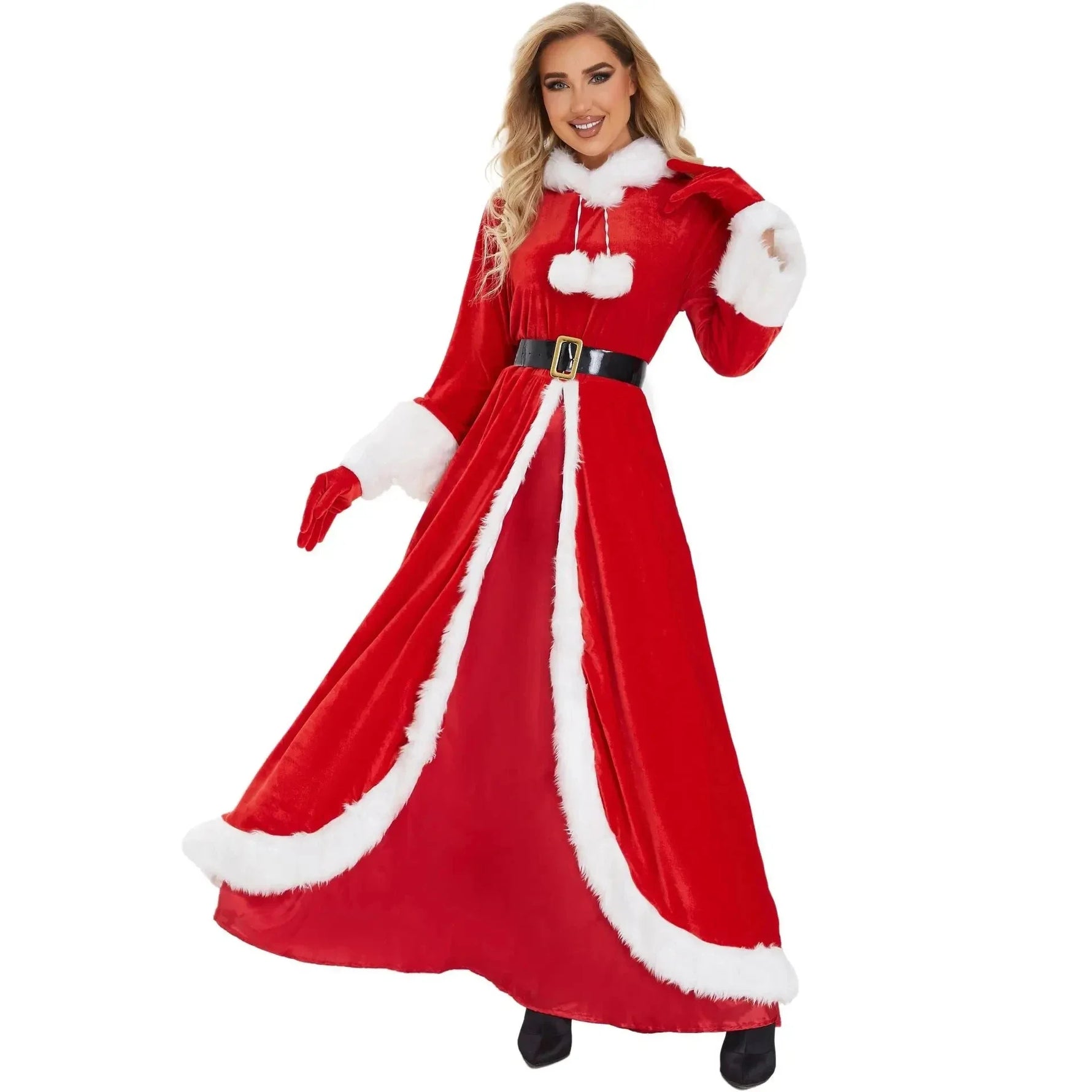 Deluxe Classic Mrs. Claus Kerst Kostuum Xmas Party Santa Claus Cosplay Vrouwen Rode Jurk Kerst Koningin Carnaval Feestjurk