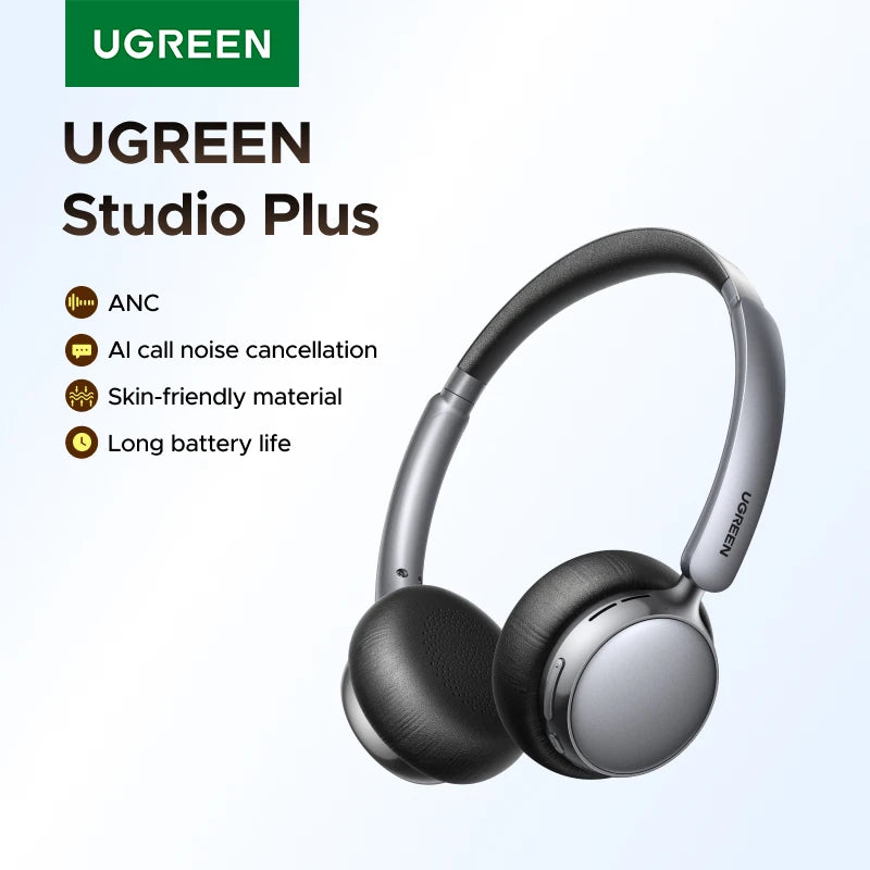 UGREEN Studio Plus 25dB ANC Active Noise Cancelling Headphones Wireless Over Ear Bluetooth Earphones, 3D Spatial Audio