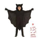 Kids Unisex Vampire Bat Hooded Costume Child sexy cosplay Jumpsuit Halloween Cosplay Costume Set Glove gift vestidos de fiesta