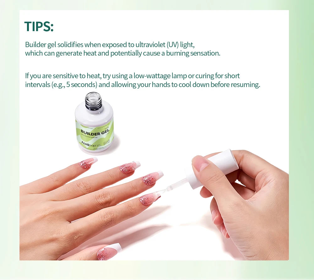 Nailpop 15ml Builder Gel Nail Polish for Nail Apex & Extension Strengthener Upgraded Soak Off UV Gel Rhinestone Glue 4 Colors