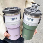 Tyeso 600/750/900/1050/1200ML Stainless Steel Thermos Bottle Car Coffee Cup Sports Water Bottles Keeps Cold and Heat Thermal Mug