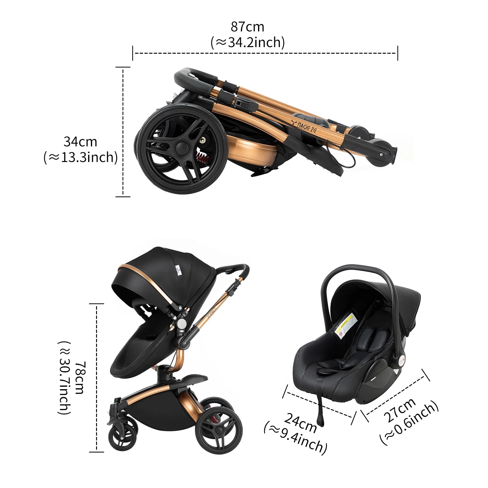 3 in 1 Lightweight High Landscape Baby Stroller Cart Carriage for Newborn Luxury Pushchair