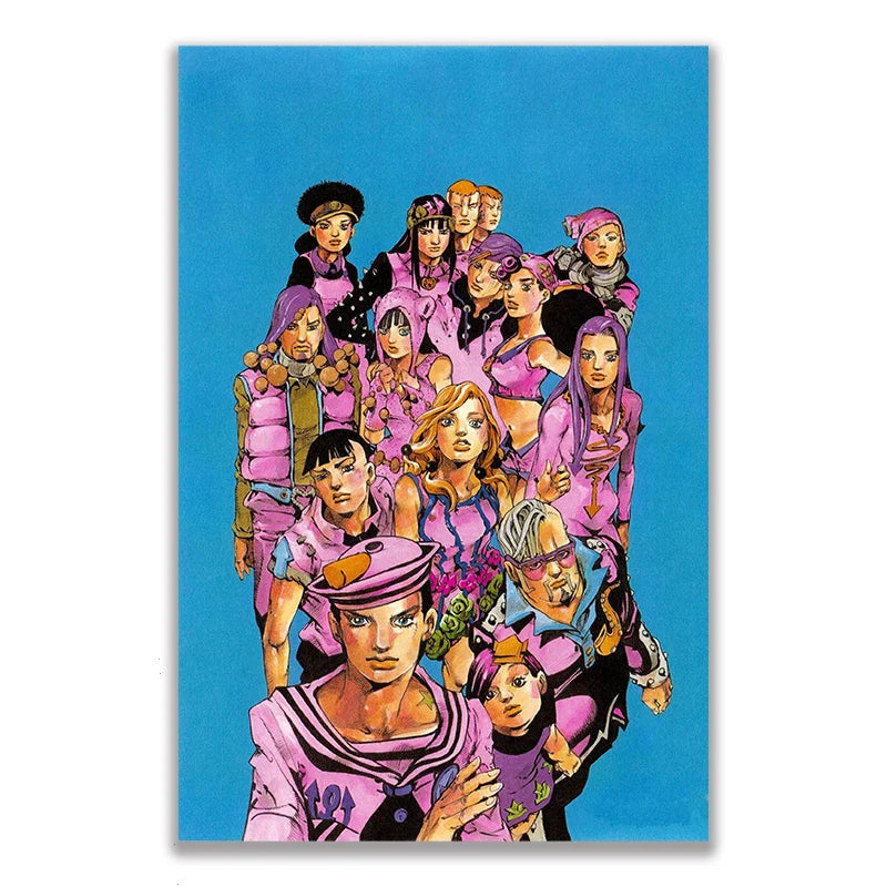 Anime JOJO Bizarre Adventure Retro Poster Canvas Wall Art Printing Waterproof Home Living Bed Room Bar Hallway Aesthetic Decor