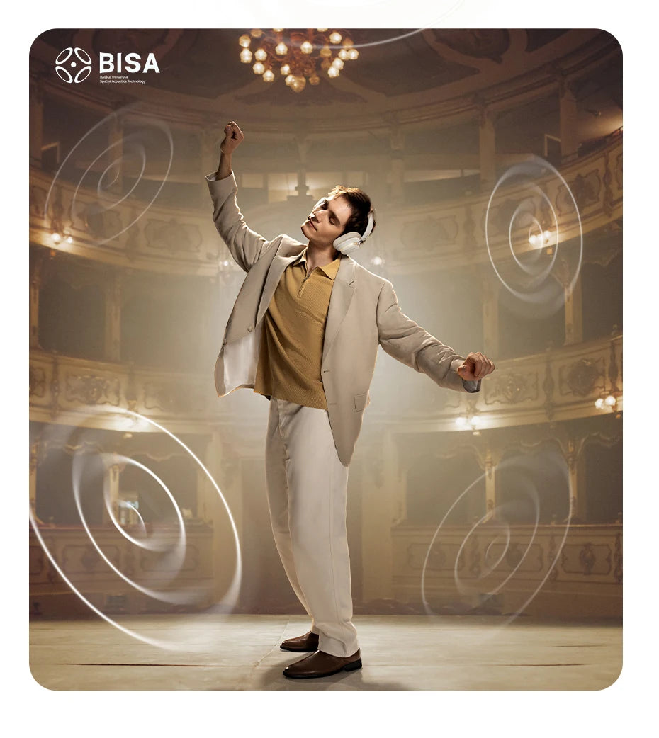 Baseus Bowie H1s Wireless Headphones Bluetooth 5.4 Noise Canceling 46dB Over Ear Headset Hi-Res Spatial Audio Earphone 120H Time