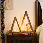 2Pcs/Set Wood Christmas Tree with Lights Modern Farmhouse Christmas Wooden Tree Centerpieces For Tables Christmas Holiday Decor