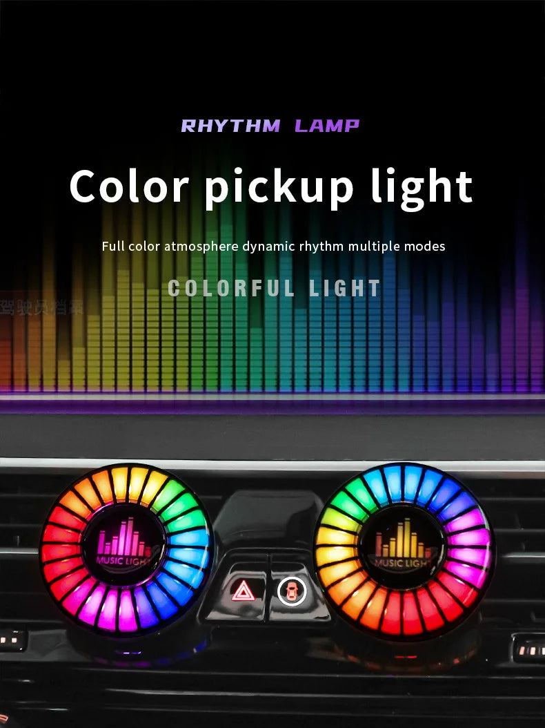 2 in 1 Smart RGB Pickup Lights LED 3D Ambient Lamp Sound Control Music Rhythm Lights Air Freshener for Car Gaming TV Creative