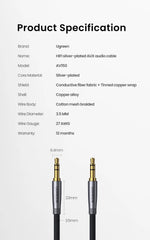 Ugreen Aux Cable Jack 3.5mm Audio Cable for iPhone 3.5 mm Male Cable Aux for Computer Headphone Xiaomi Laptop Car 3.5 Jack Cable