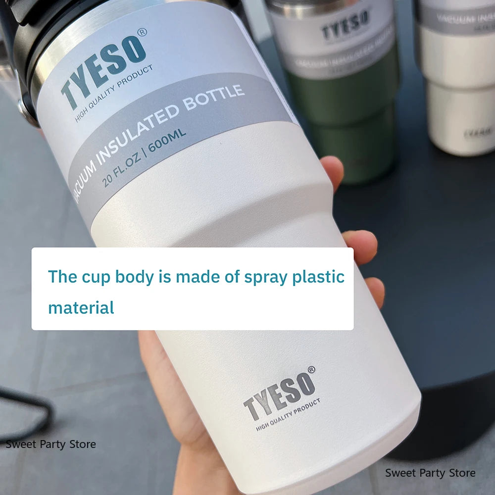 Tyeso 600/750/900/1050/1200ML Stainless Steel Thermos Bottle Car Coffee Cup Sports Water Bottles Keeps Cold and Heat Thermal Mug