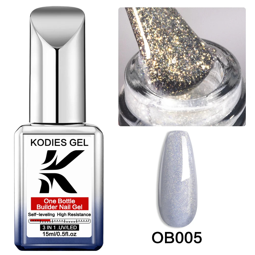 KODIES GEL Builder Nail Gel in a Bottle Milky Pink 15ML Brush on Builder Extension Gel Polish Soak Off French Manicure Hard Gel