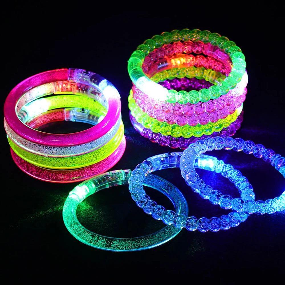10-30 Pcs Kids Adult Party Supplies LED Light Up Bracelet Toys Birthday Wedding Guest Gifts Halloween Christmas Bar Party Favors
