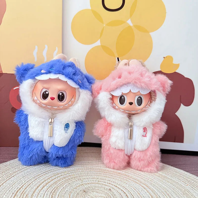 Abubu Doll Clothes Cute Cartoon Jumpsuit for Labubu Idol V1 V2 Dolls Clothing Accessories 15/17cm Plush Doll Universal
