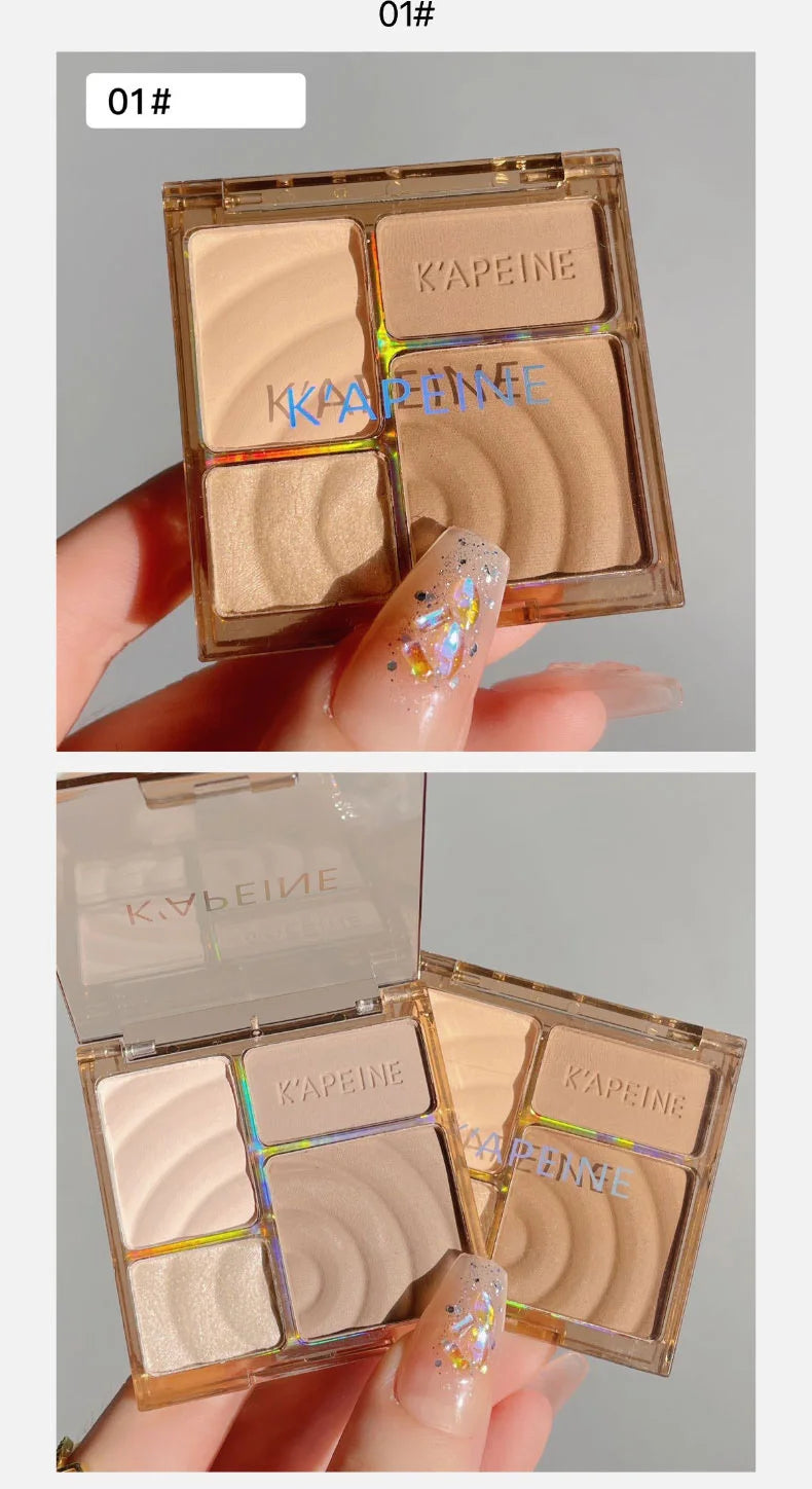 3D Facial Contouring Bronzer Cosmetics Brightening Beige Matte Highlights Palette Four-color Eye Shadow Nose Powder Makeup