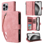 Premium Leather Wallet Case For iPhone 16 15 14 13 12 11 17 Pro Max Plus 17Air 16e Zipper Wallet Card Slots Magnetic Flip Cover