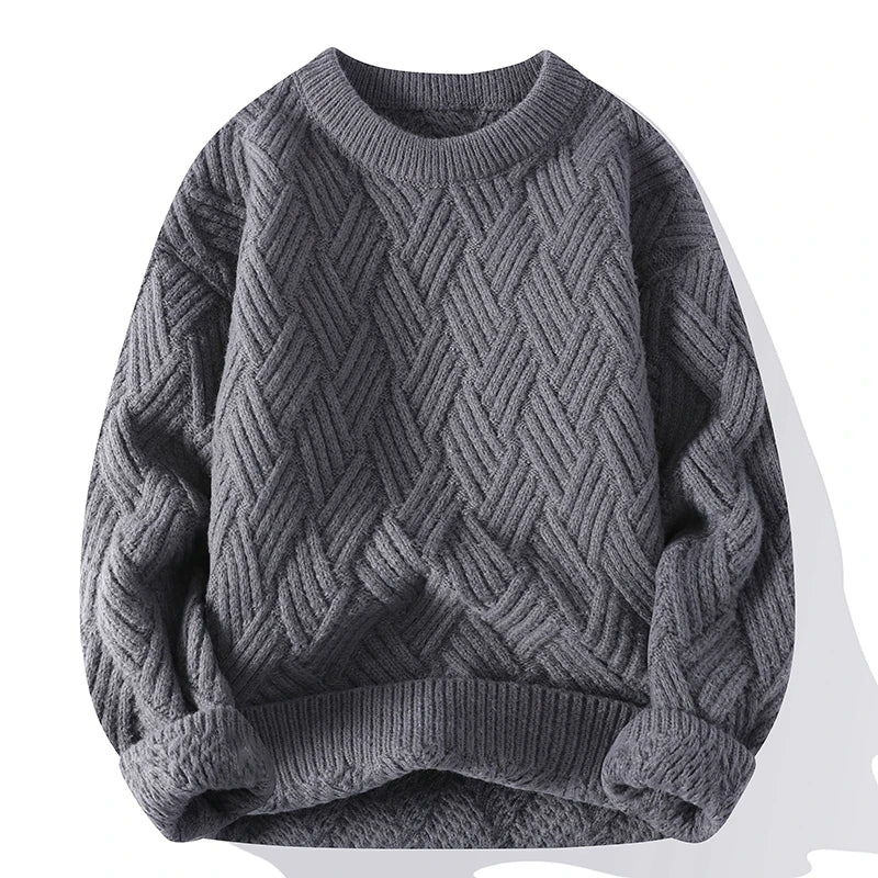 Autumn Winter O Neck Kint Pullovers Men Solid Color Casaul Sweater Loose Knitted Fashion Streetwear Warm Pullover Sweaters Man