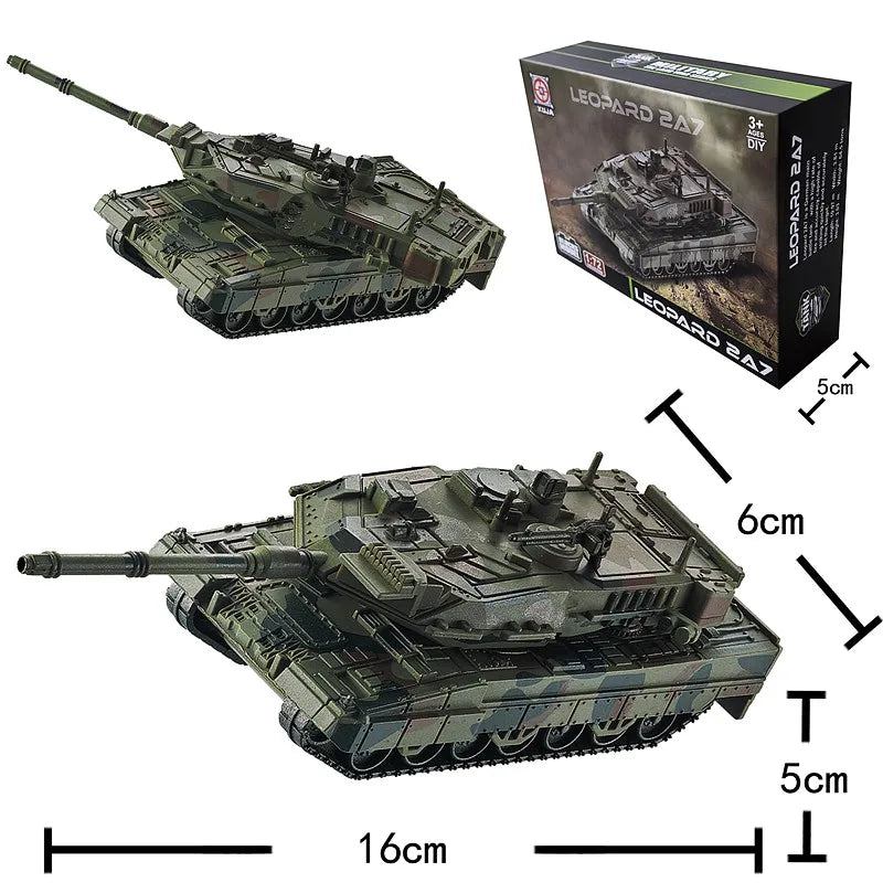 1/72 German Leopard 2 Main Battle Tank Model Creative Military Series Building Blocks Decor Assembled Toys For Boys Xmas Gifts