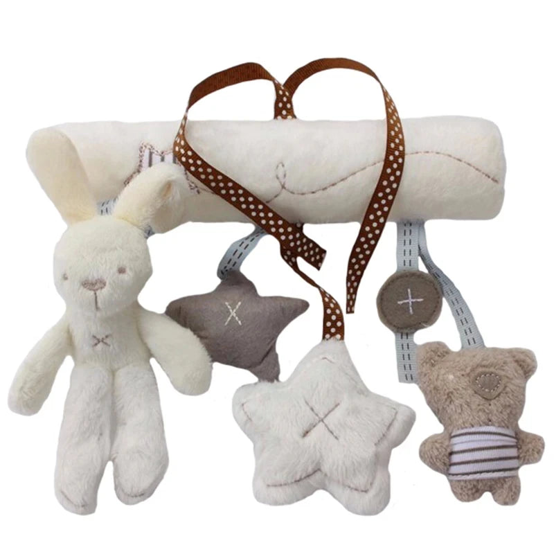 2025 New Hanging Bed Rabbit Baby Hand Bell Safety Seat Plush Toy Multifunctional Plush Toy Stroller Mobile Gifts