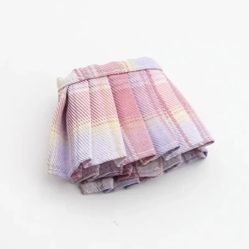 Mini Doll Clothes Outfit Accessories For Ropa 15-17cm Labubu Knitting T-shirt Hat pleated skirt Uniform Set Clothing