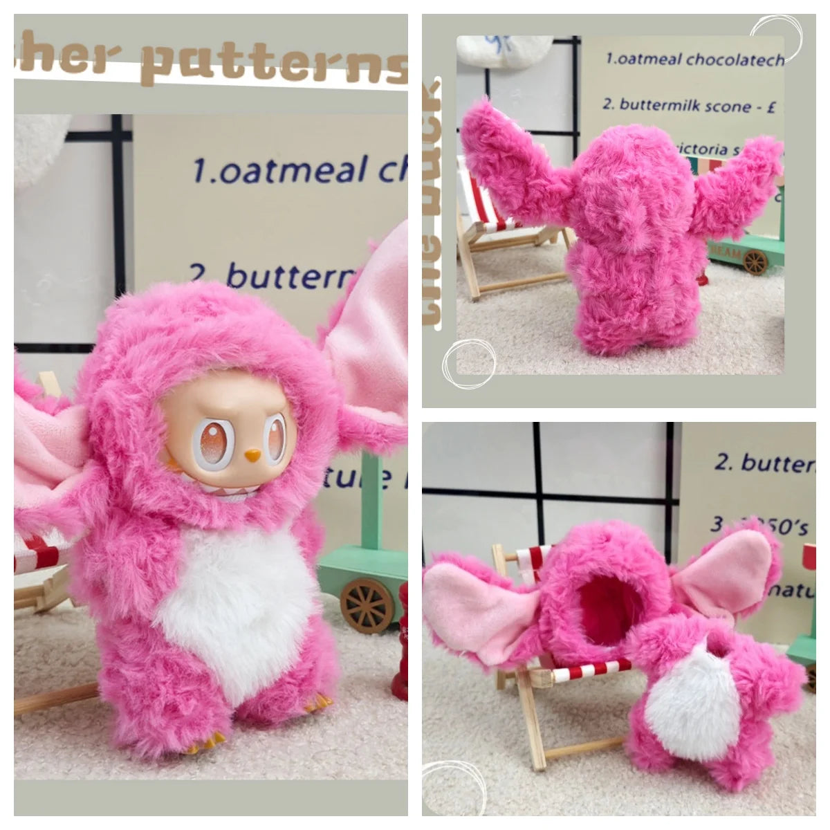 13CM Plush Doll Clothes for Labubu Doll's Clothes 6-Piece Set Dinosaur Animal Suit with Hat Outfit Accessories Dolls Clothing