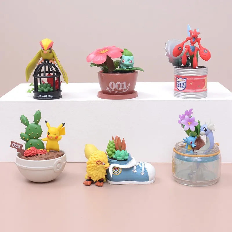 Pokemon Blind Box Toys Miniature Bonsai Scene Pidgeot Dragonair Bulbasaur Growlithe Scizor Doll Toys Collect Ornaments