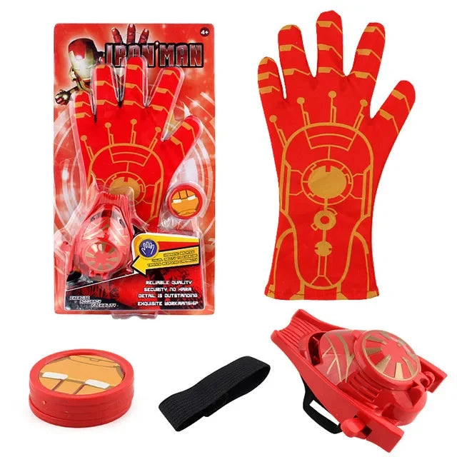 Super Heroes Figures Toy PVC Ironman Hulk Captain America Launcher Toys Gloves Kids Brinquedos Gift