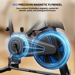 Formill QK116 Indoor Magnetic Spinning Bike, 6KG Flywheel Home Exercise Bike with LCD Display, Adjustable Resistance, Quiet Belt