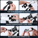 BOSSDUN 40070 Telescope w/Phone Adapter & Sturdy Tripod - 70mm Aperture for Stargazing, Birding, Beginners, Portable Scope