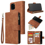 Premium Leather Wallet Case For iPhone 16 15 14 13 12 11 17 Pro Max Plus 17Air 16e Zipper Wallet Card Slots Magnetic Flip Cover